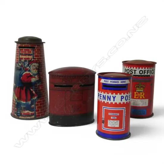 Four vintage novelty metal children’s money boxes,