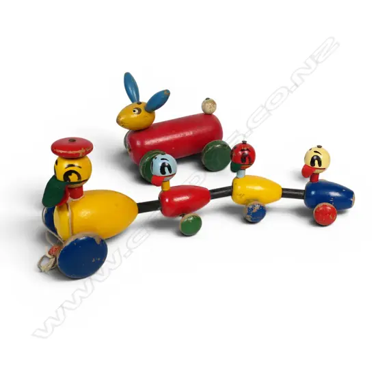 Two vintage pull-toys; Dorable Duck and Richard Rabbit,