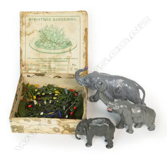 Gardening set in original box plus four loose pieces