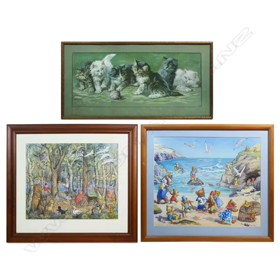 Two Molly Brett prints and a Fannie Moody Cat print,