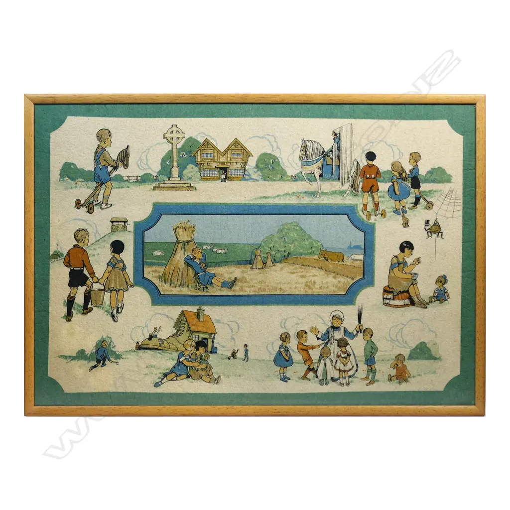 Large vintage Nursery Rhyme print on felt, Image 1++