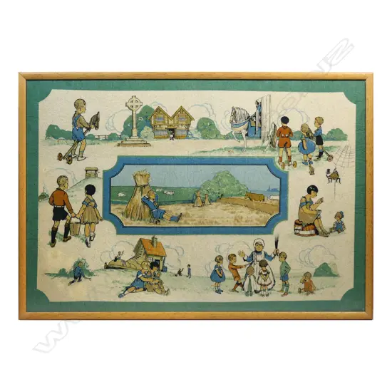 Large vintage Nursery Rhyme print on felt,