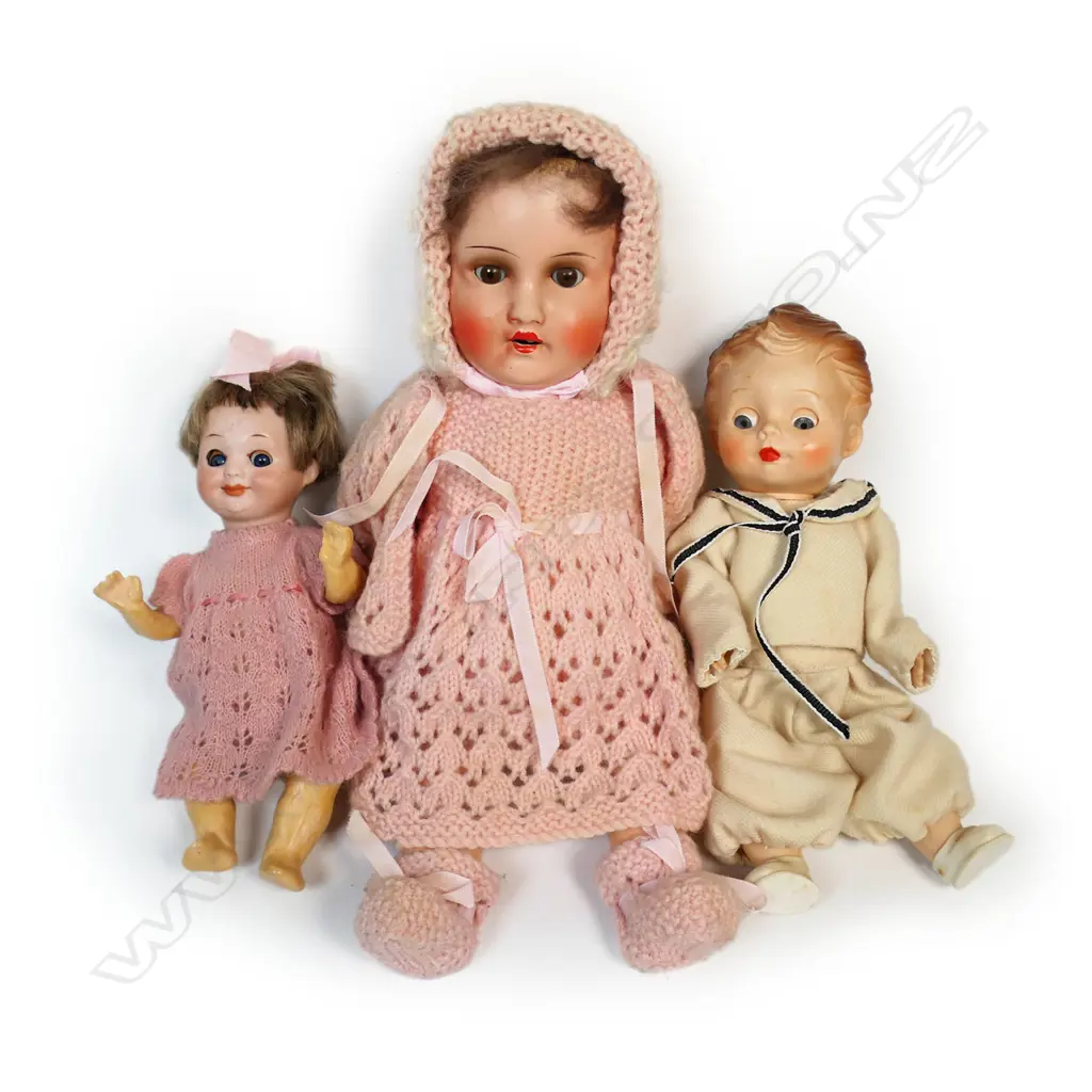 Three vintage sleepy dolls -  two girls and one boy, Image 1++