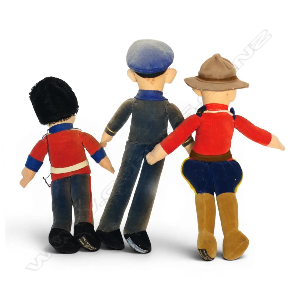 Three vintage Norah Wellings dolls - Canadian Mountie - Sailor and Royal Guard, Image 1++