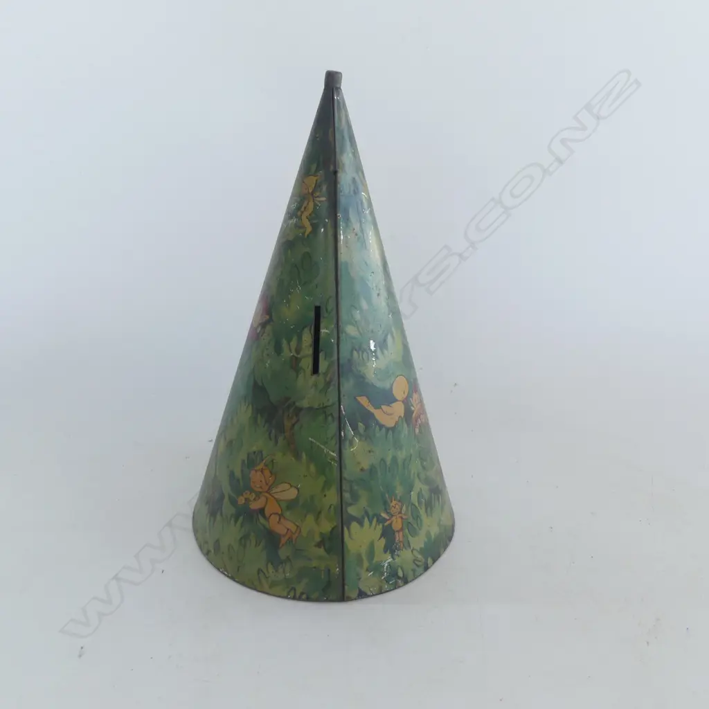Vintage Lucie Attwell illustrated fairy tree biscuit money box, Image 1++