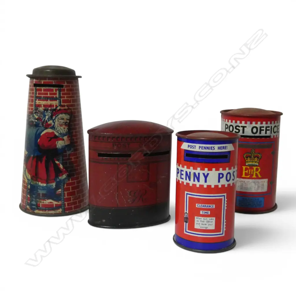 Four vintage novelty metal children’s money boxes, Image 1++
