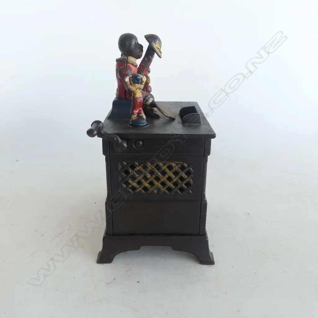 Antique cast iron mechanical coin 'Organ Bank' money box, Image 1++