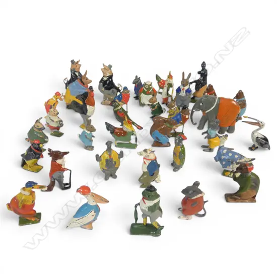 Collection of approximately 38 Cadbury Ltd. hollow cast lead Cococubs animal figures,