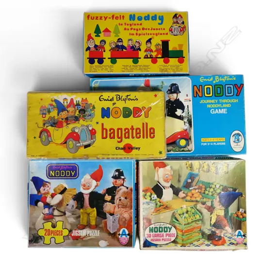Five vintage Noddy children's puzzles and games