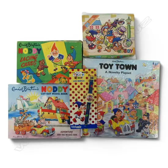 Four vintage Noddy children's puzzles and Noddy watch,