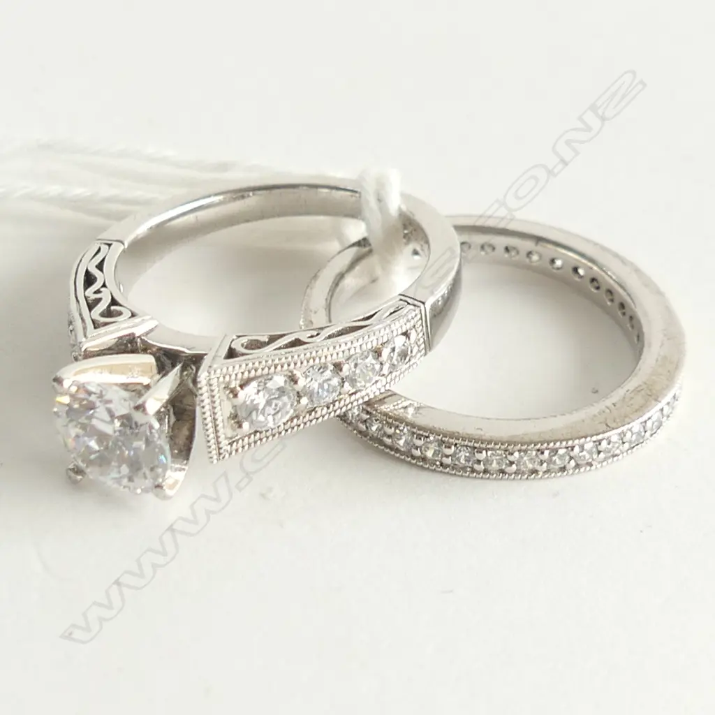 2 925 SILVER & CZ RINGS; CZ WEDDER + ROUND SEMI MOUNT CZ Image 1++
