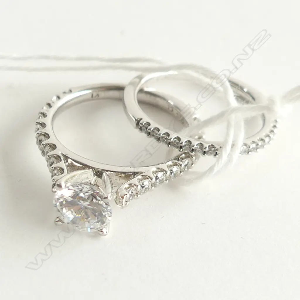 2 925 SILVER & CZ RINGS; CZ WEDDER + SEMI MOUNTED CZ SOLITAIRE  Image 1++