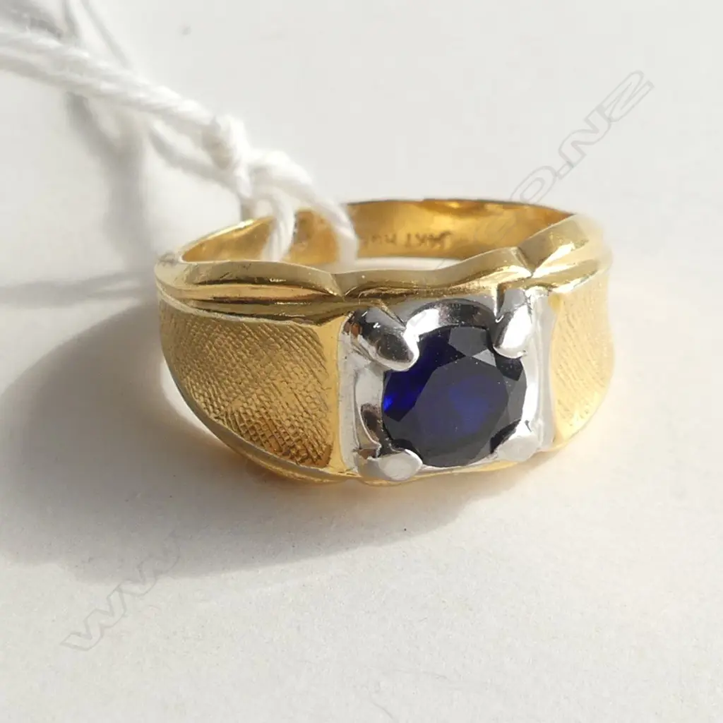 14K PLATED &  SYNTHETIC SAPPHIRE Image 1++