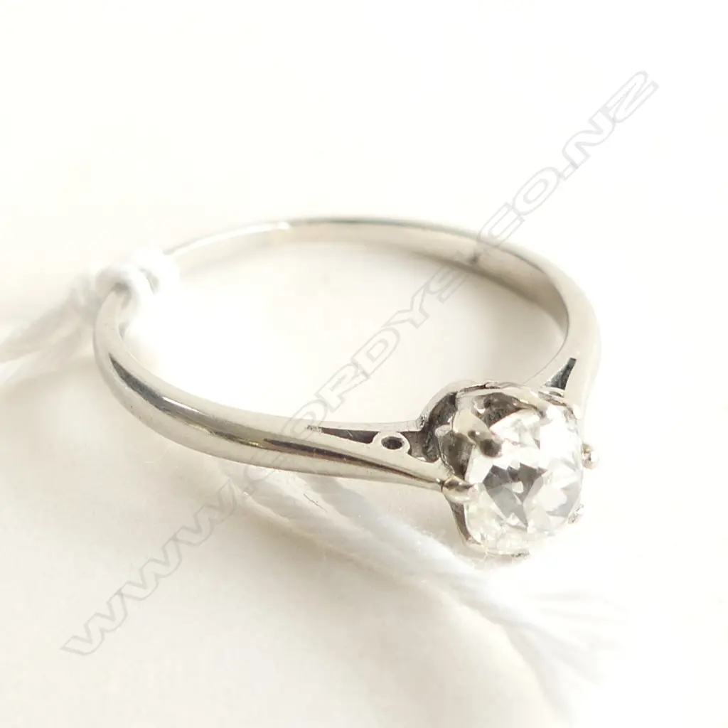 18CT or plat. DIAMOND SOLITAIRE RING 1.72gms APPROX.0.50ct OLD MINE CUT Image 1++