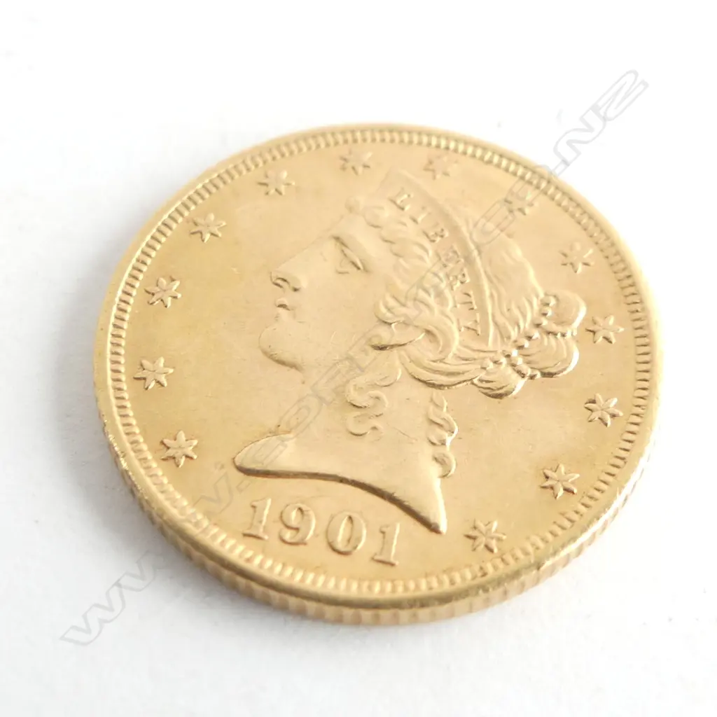 1901 USA $5 GOLD COIN Image 1++
