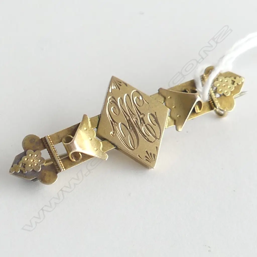 VICTORIAN 9CT GOLD BAR BROOCH Image 1++