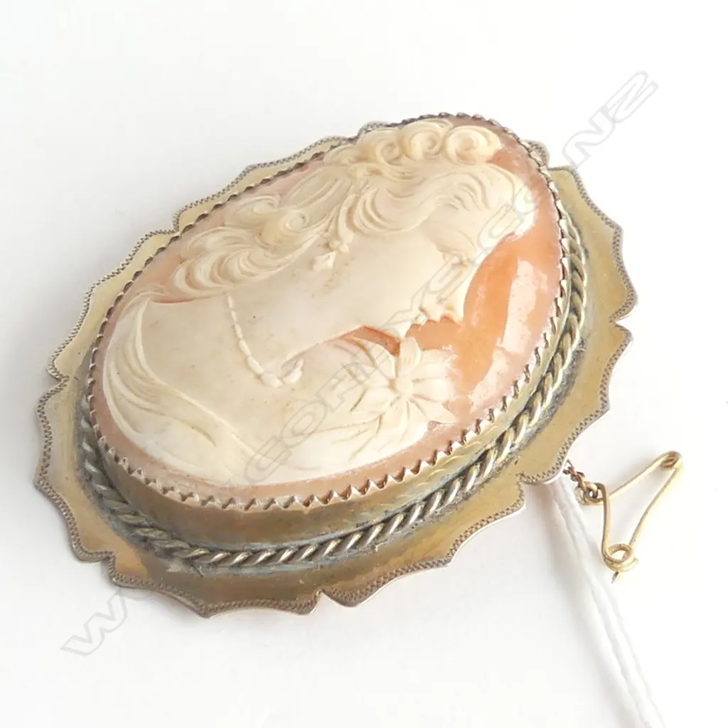 VINTAGE SILVER GILT LGE  CAMEO BROOCH H.65mm Image 1++