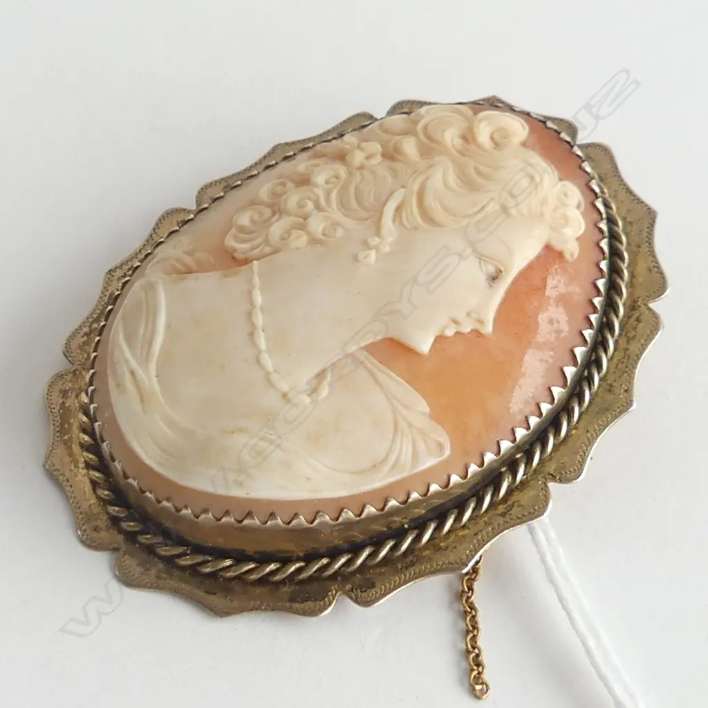 VINTAGE SILVER GILT LGE  CAMEO BROOCH H.63mm Image 1++