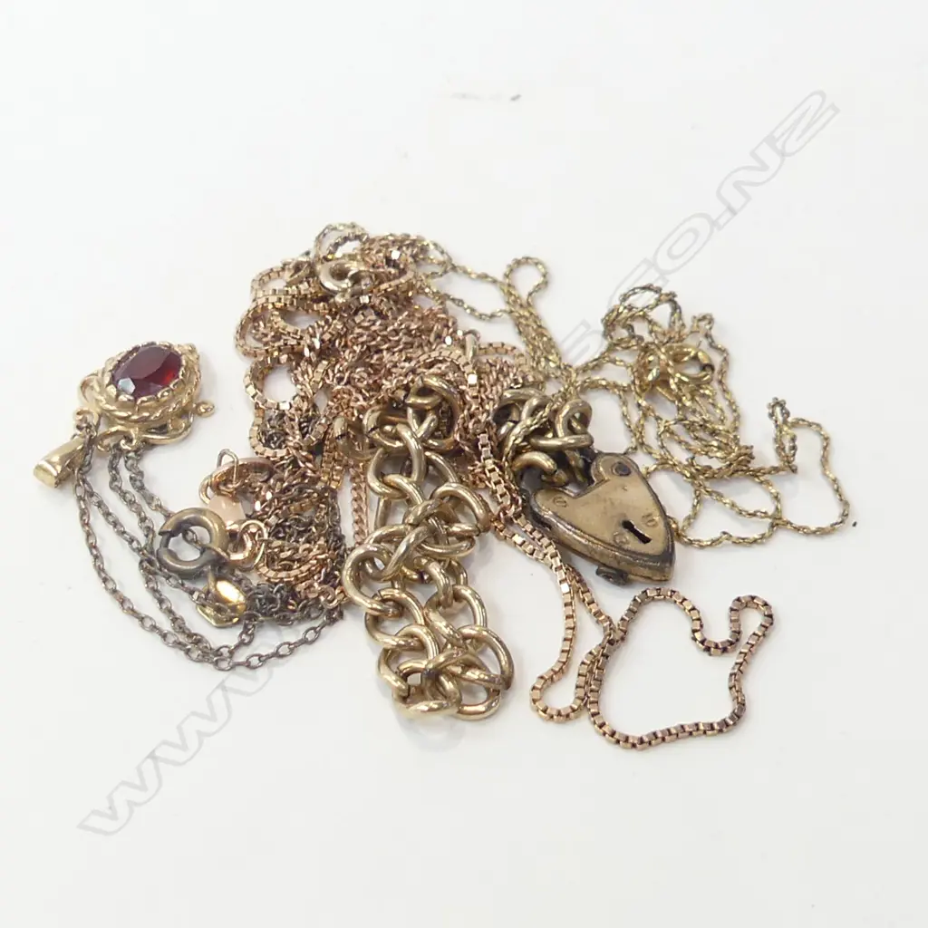 3 FINE 9CT GOLD CHAINS 5gm/ROLLED GOLD CHAIN & 9CT GOLD PENDANT/ROLLED GOLD BRACELET Image 1++