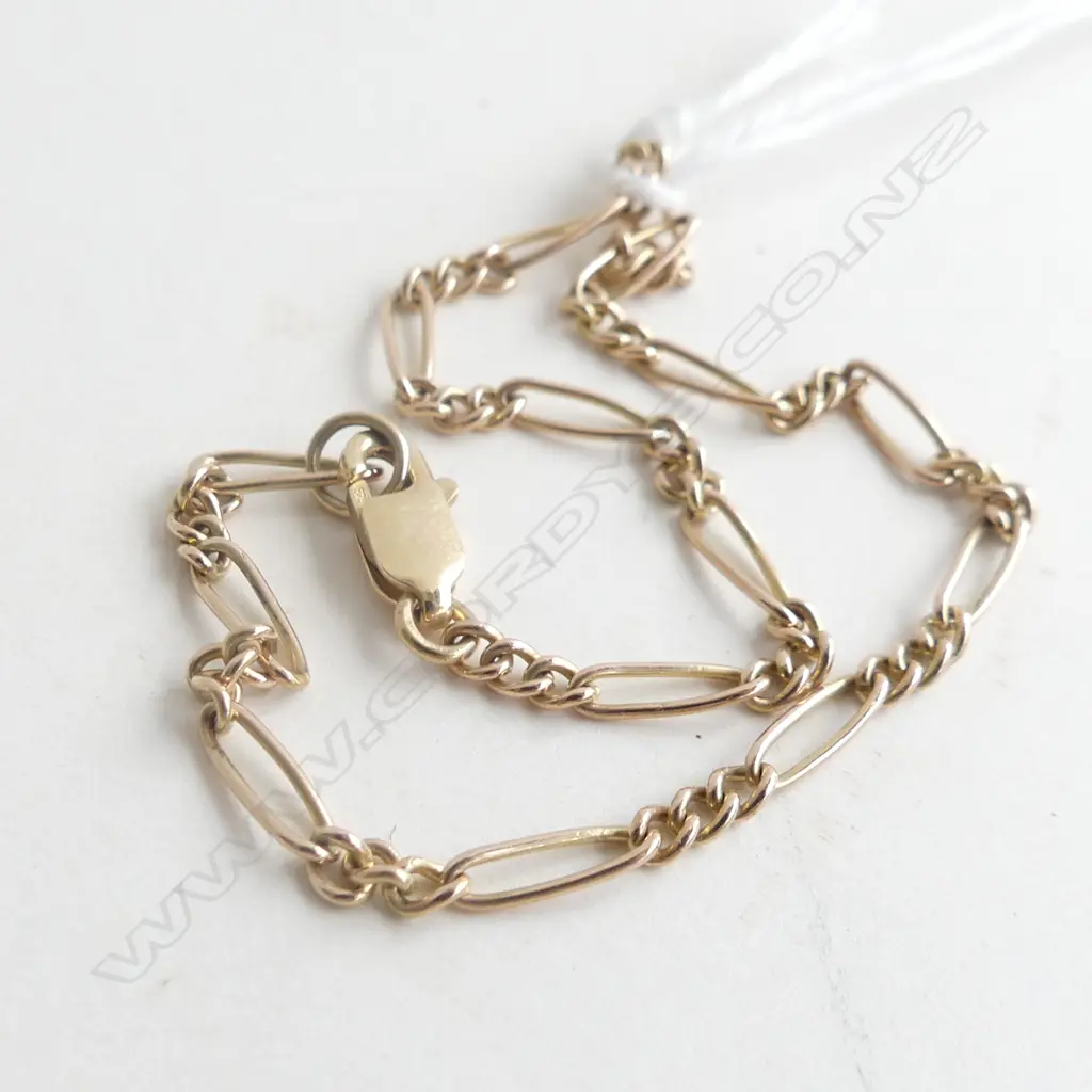 9CT GOLD FIGARO LINK BRACELET 2.7GMS Image 1++