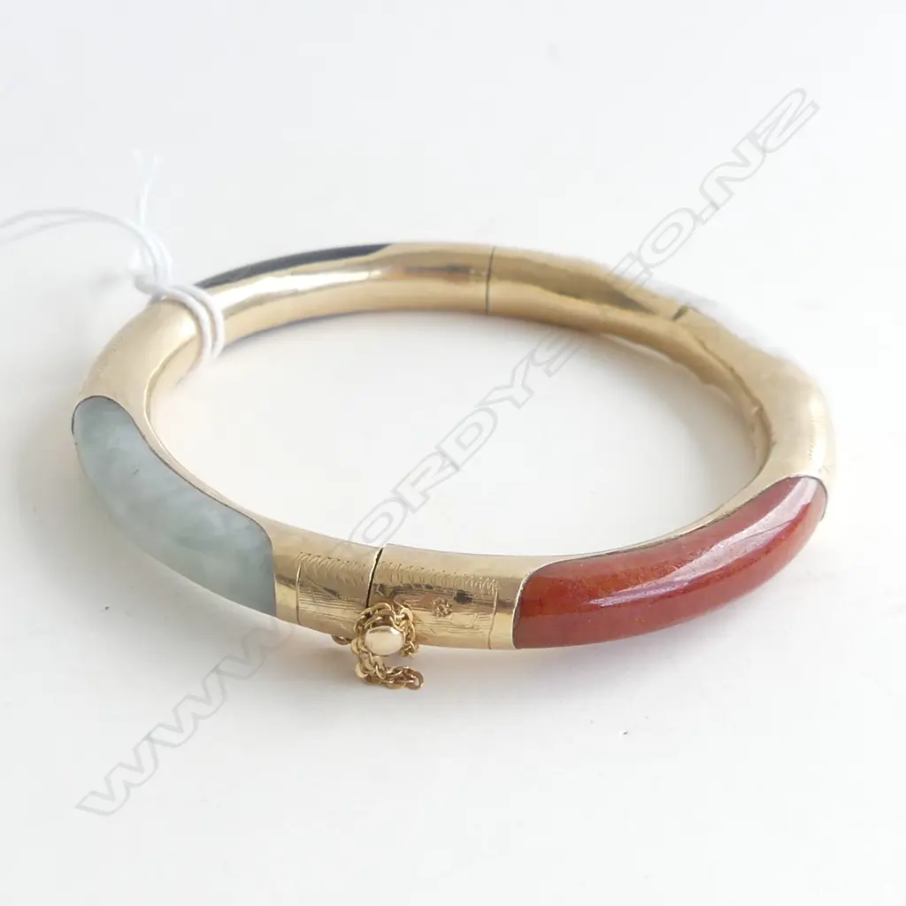 14CT GOLD & STONE SNAP HINGE BRACELET 24.5GMS (SUCCESSFULLY REPAIRED) Image 1++