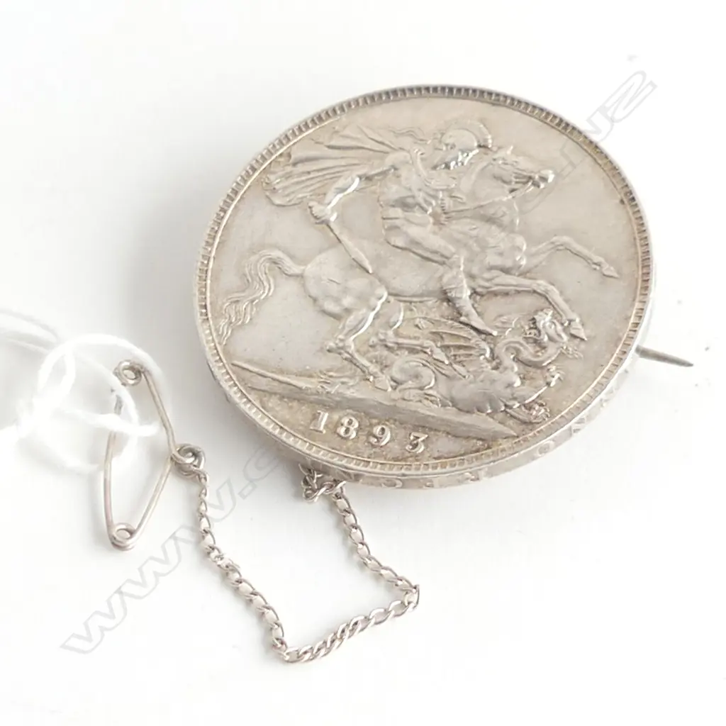 VICTORIAN 1893 SILVER CROWN BROOCH Image 1++