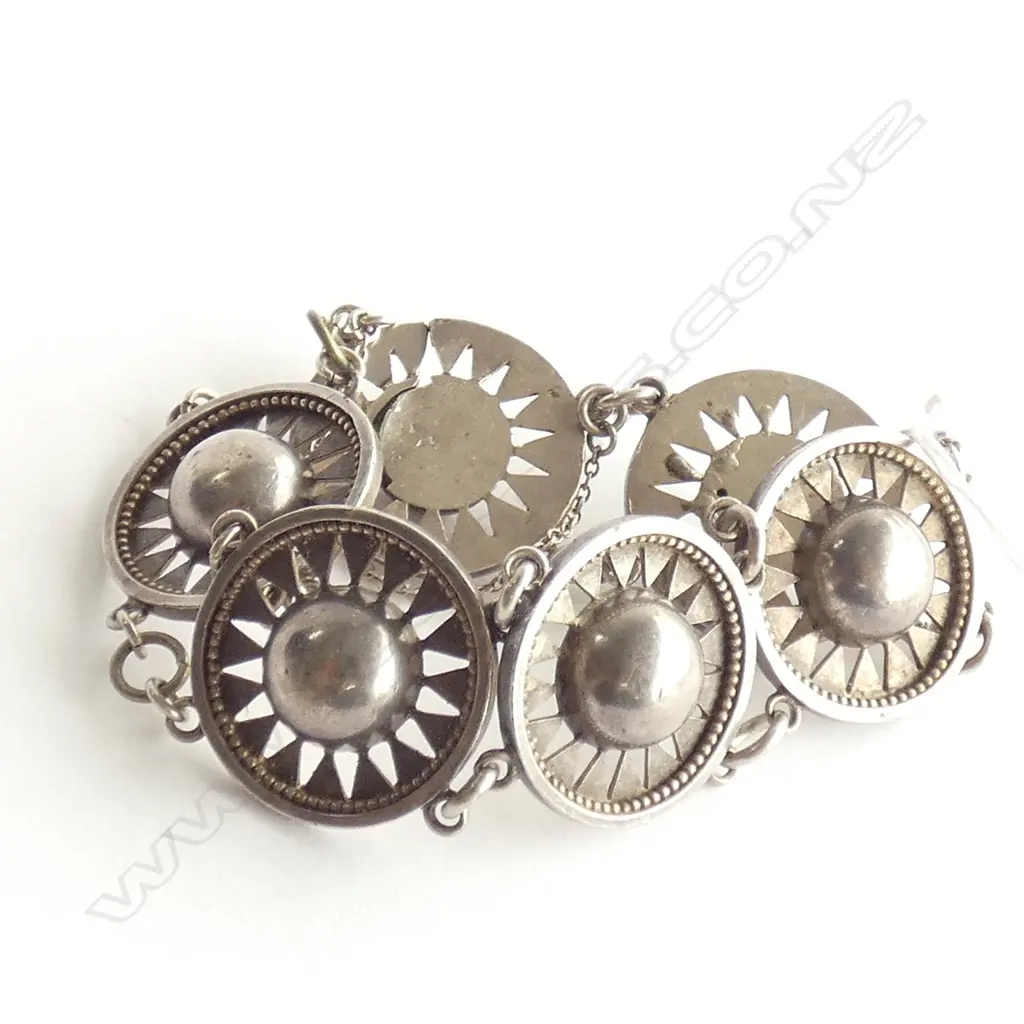 C1900 EUTRUSCAN SILVER BRACELET 6 SECTION Image 1++