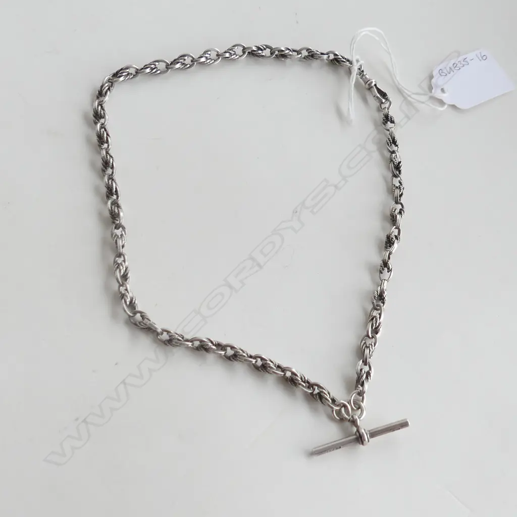 ANTIQUE SILVER FOB CHAIN 34.5gm Image 1++