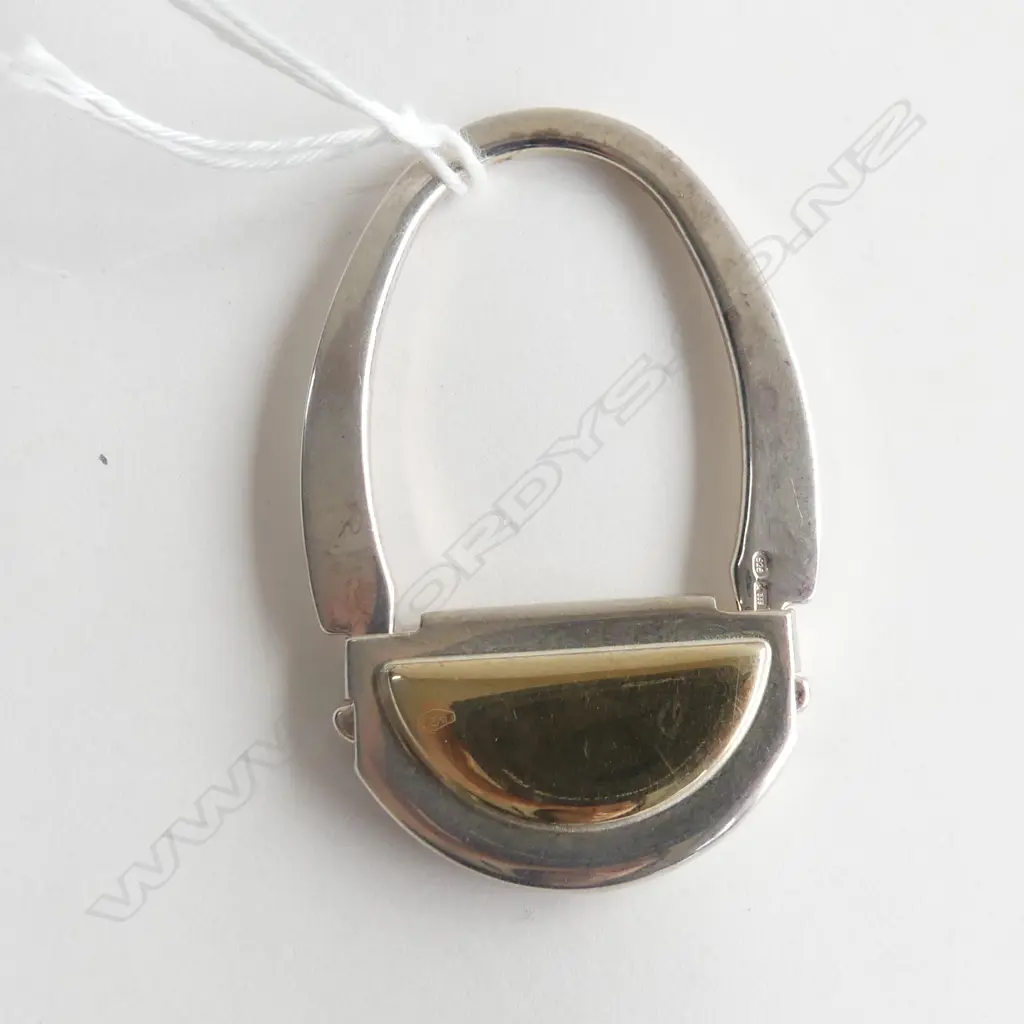 SILVER/18CT GOLD KEY RING 13.2gm Image 1++