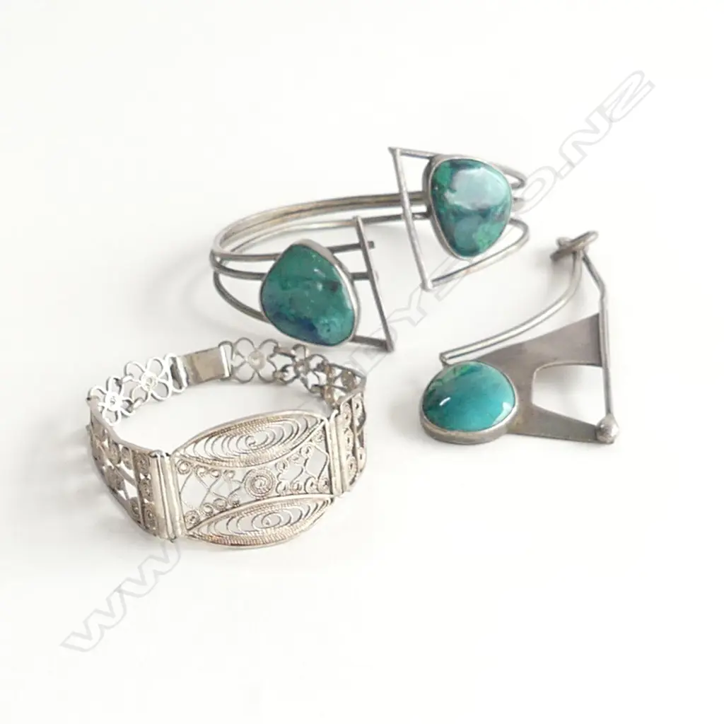 ART SILVER PENDANT/CUFF AND FILIGREE BRACELET (AF) Image 1++