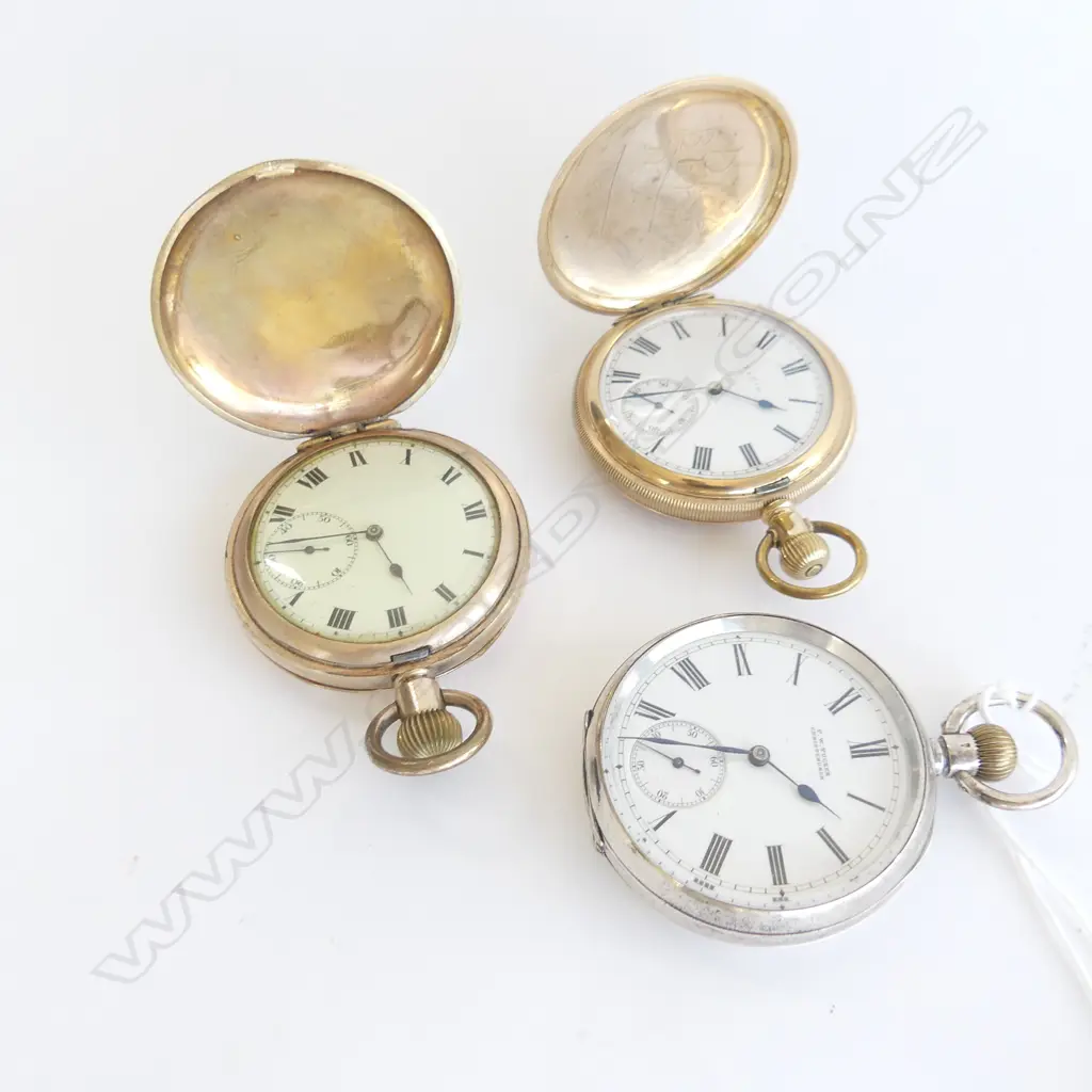 3 POCKETWATCHES; 2x GP HUNTERS + 925 SILVER OPEN FACED (ALL RUNNING) Image 1++