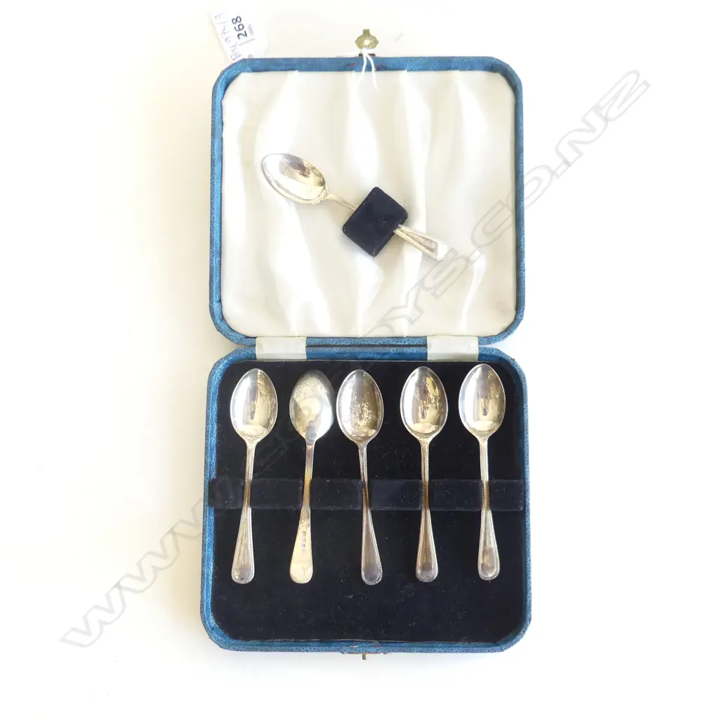 SET OF 6 STG SILVER TEA SPOONS, CASED 55 GRAMS Image 1++
