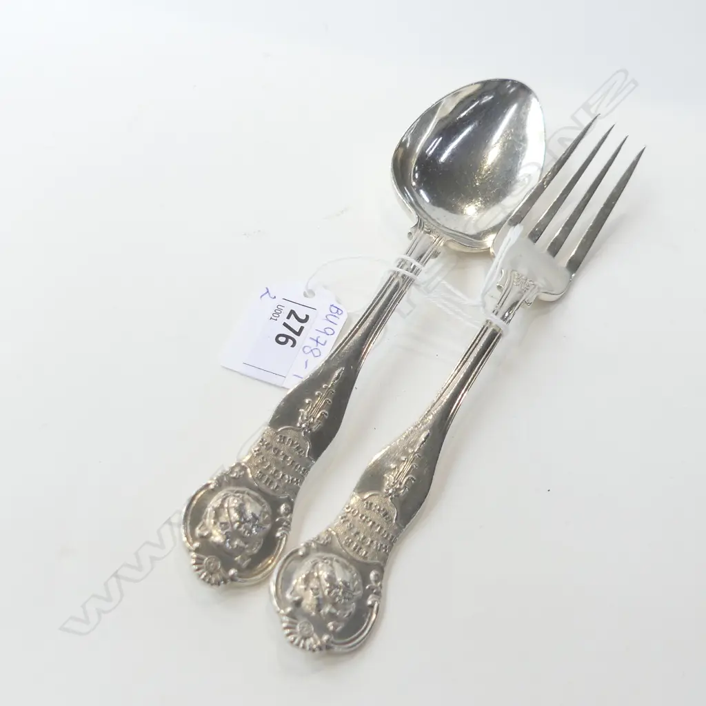 STG SILVER BRITISH BULL DOG CLUB FORK & SPOON, BIRMINGHAM 1909, 113GMS Image 1++