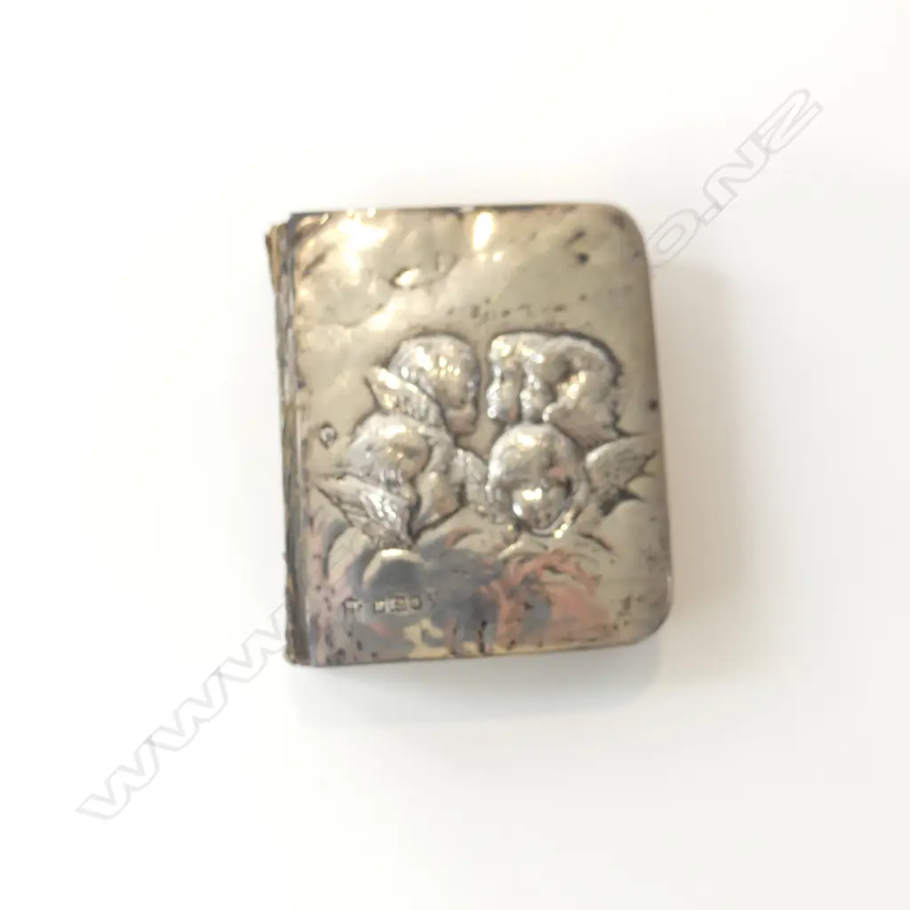 VINTAGE POCKET DIARY WITH STG SILVER CHERUB EMBOSSED FRONT COVER 60 X 45MM Image 1++
