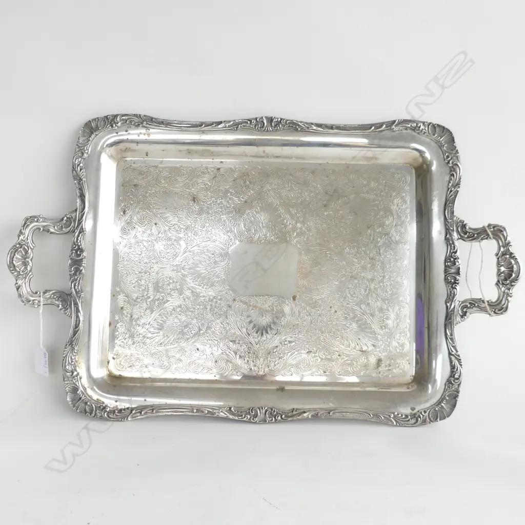 LGE SILVER PLATE RECTANGULAR TRAY 605x370mm Image 1++