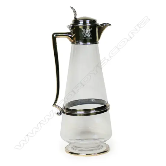 A good Victorian silver and glass claret jug,