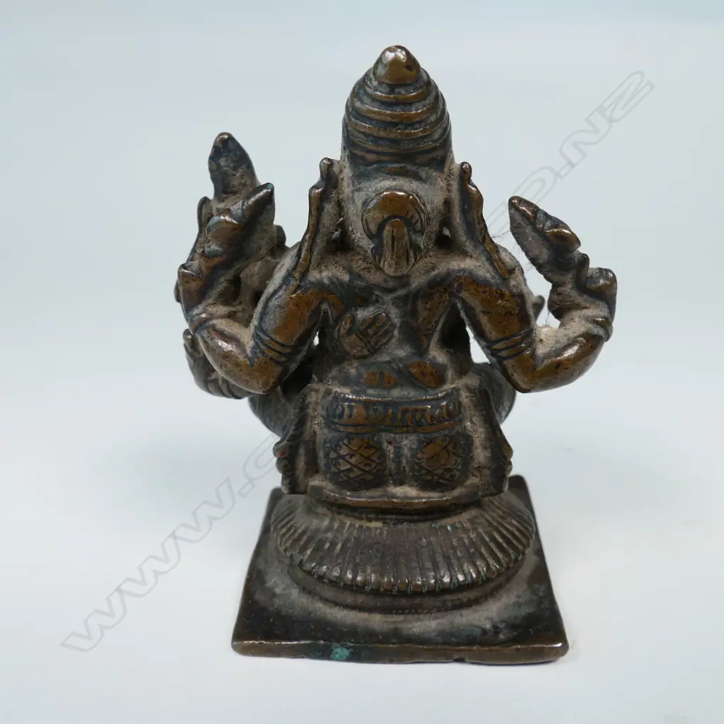 SMALL INDIAN BRONZE STATUETTE OF GANESH w LAKSHMI ON HIS KNEE... Image 1++