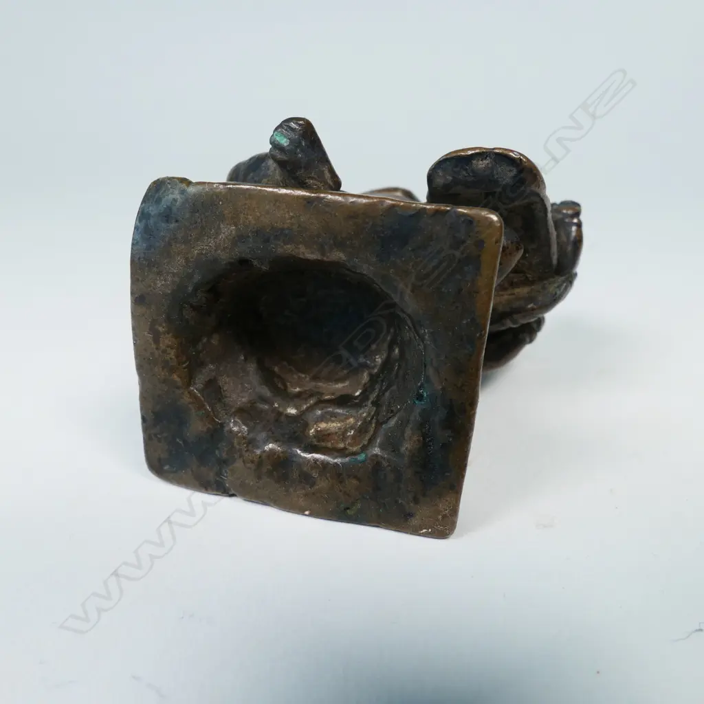 SMALL INDIAN BRONZE STATUETTE OF GANESH w LAKSHMI ON HIS KNEE... Image 1++