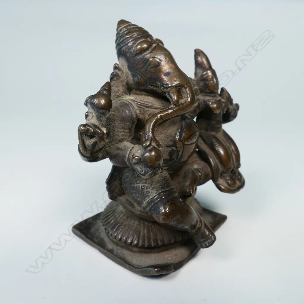 SMALL INDIAN BRONZE STATUETTE OF GANESH w LAKSHMI ON HIS KNEE... Image 1++