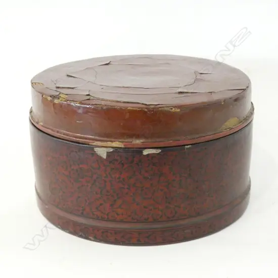 OLD CHINESE FOOD BOX DIA 250MM  - SOME WEAR TO LID