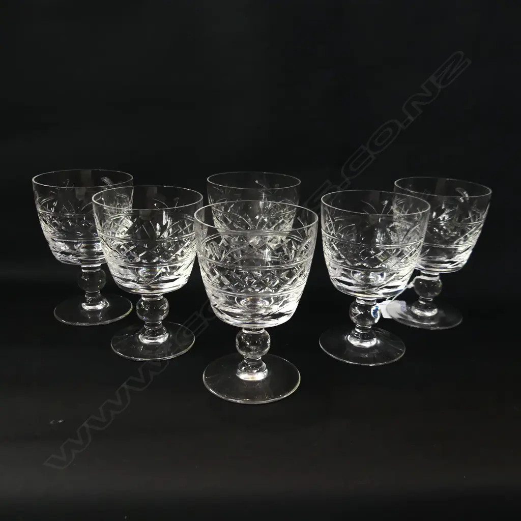 6 STUART CUT CRYSTAL WINE GLASSES H. 110MM Image 1++