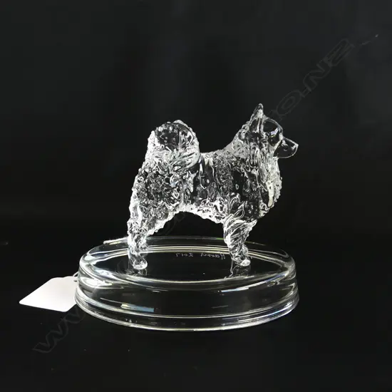 GLASS STATUETTE; FINNISH LAPPHUND  SIGNED & DATED 'NEIL HARRIS 2016 /17