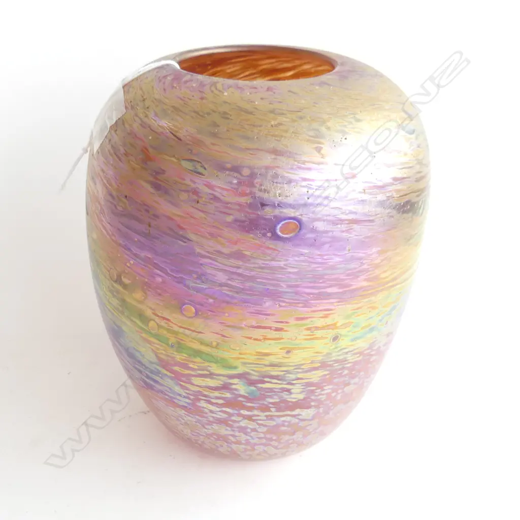 CHUCK SIMPSON ART GLASS VASE SIGNED & DATED 1988 H.185mm Image 1++