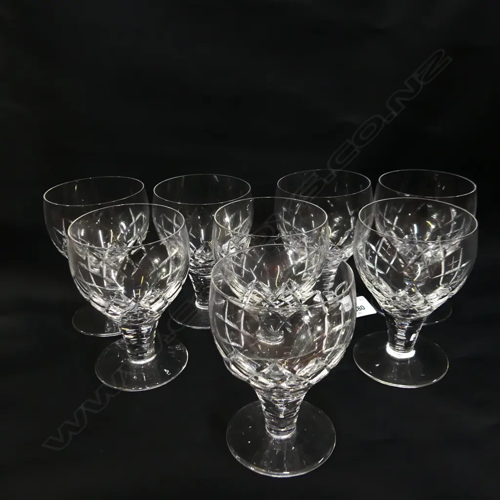 8 STUART CUT CRYSTAL WINE GLASSES H. 130MM Image 1++