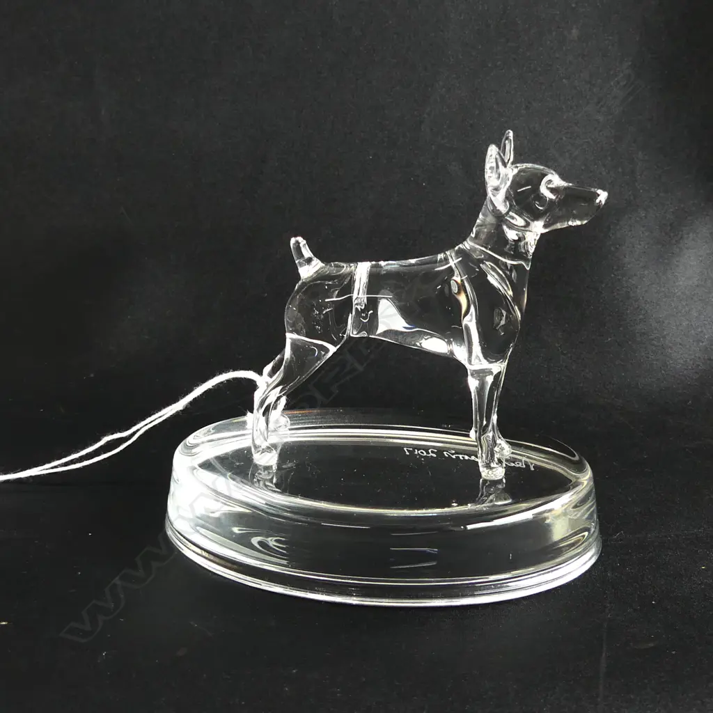 GLASS STATUETTE; GERMAN SHEPHERD &  SIGNED & DATED 'NEIL HARRIS 2016/17' Image 1++