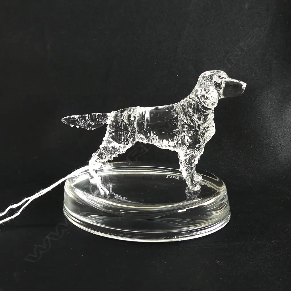 GORDON SETTER GLASS STATUETTE  & ONE OTHER- SIGNED & DATED 'NEIL HARRIS 2016' Image 1++