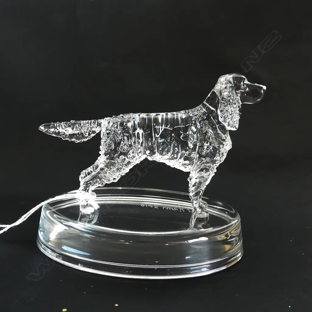 GORDON SETTER GLASS STATUETTE  & ONE OTHER- SIGNED & DATED 'NEIL HARRIS 2016' Image 1++
