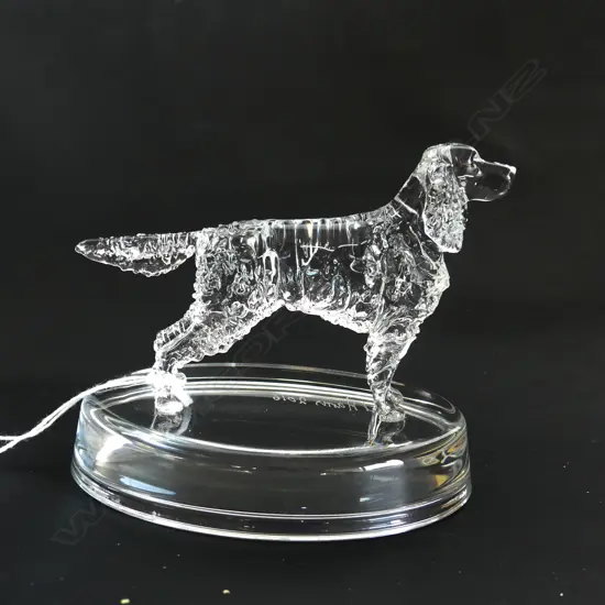 GORDON SETTER GLASS STATUETTE  & ONE OTHER- SIGNED & DATED 'NEIL HARRIS 2016'
