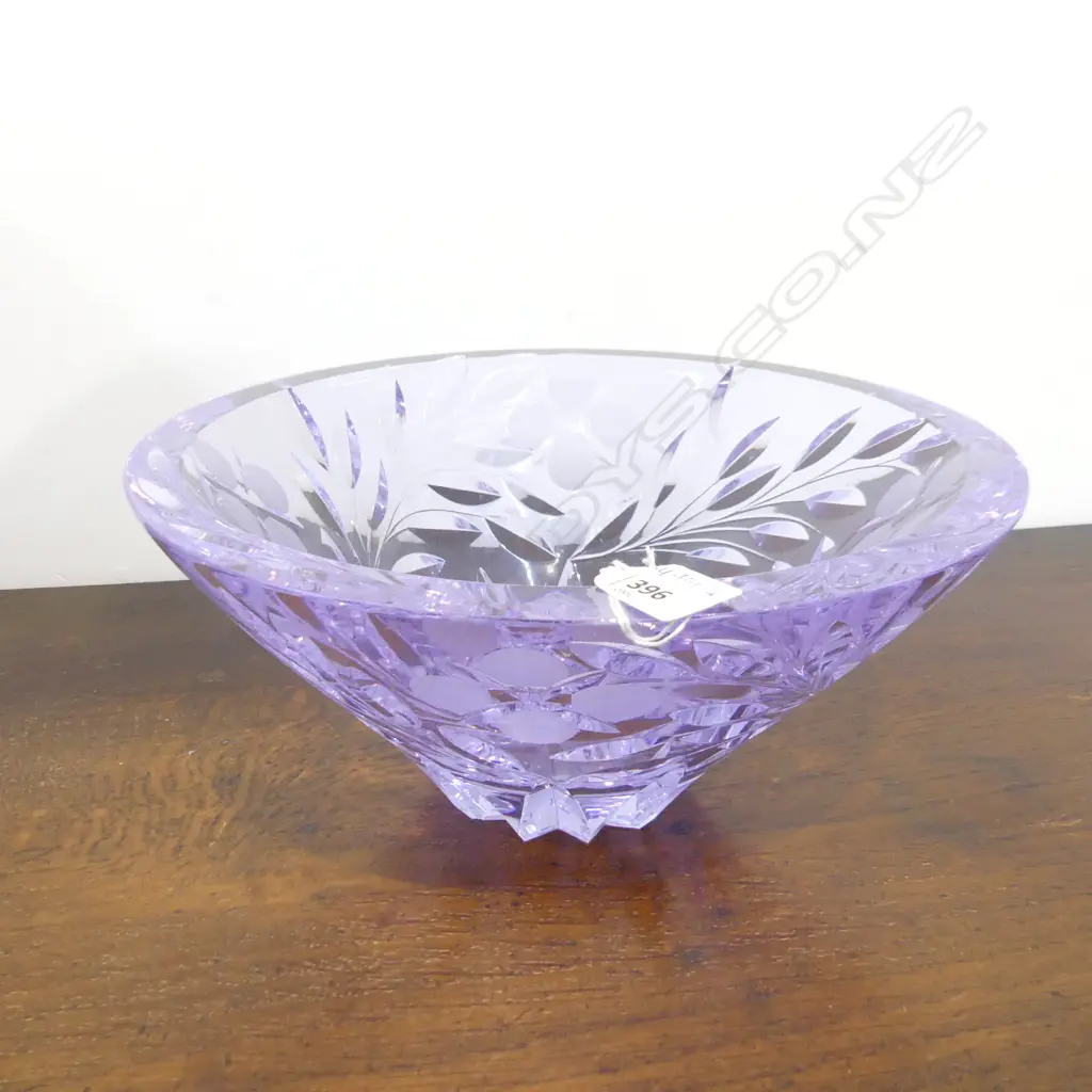LGE GLASS BOWL PURPLE TINT 305mm dia signed to base Image 1++