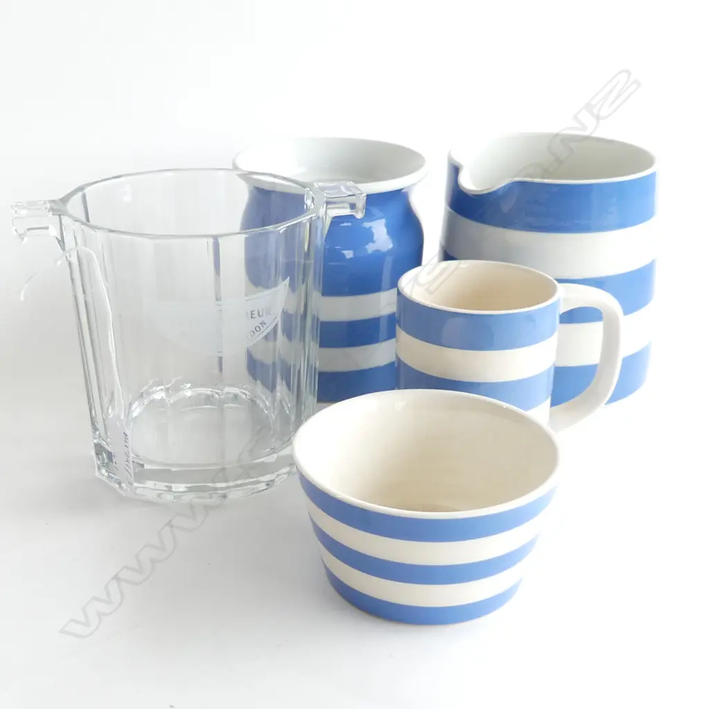 4 PCES T. G. GREEN CORNISHWARE; JUG, CONTAINER (NO LID), MUG & SUGAR BOWL + MOET & CHANDON ICE BUCKET H.130mm Image 1++
